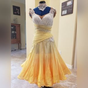 Competitive standard/smooth size 0-4 ballroom dress, yellow ombre